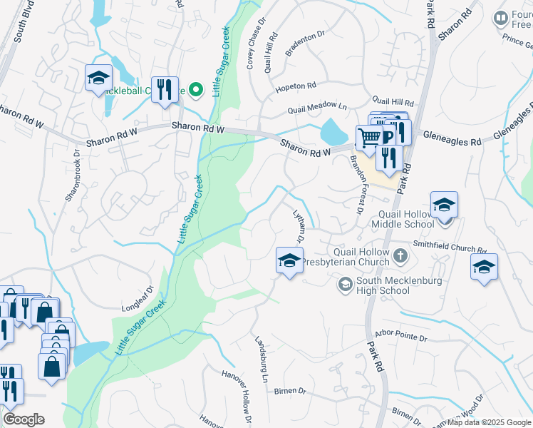 map of restaurants, bars, coffee shops, grocery stores, and more near 2430 Bergen Court in Charlotte