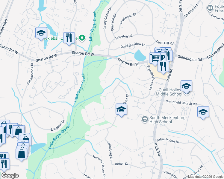 map of restaurants, bars, coffee shops, grocery stores, and more near in Charlotte