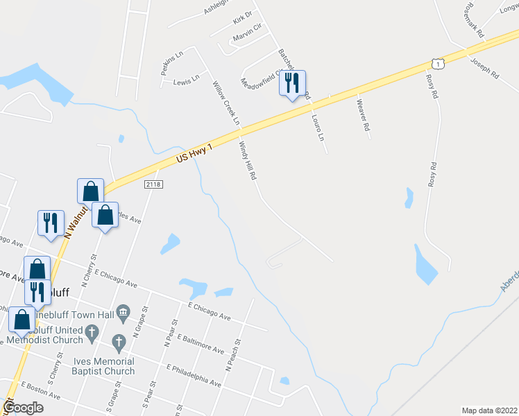map of restaurants, bars, coffee shops, grocery stores, and more near 228 Windy Hill Road in Aberdeen