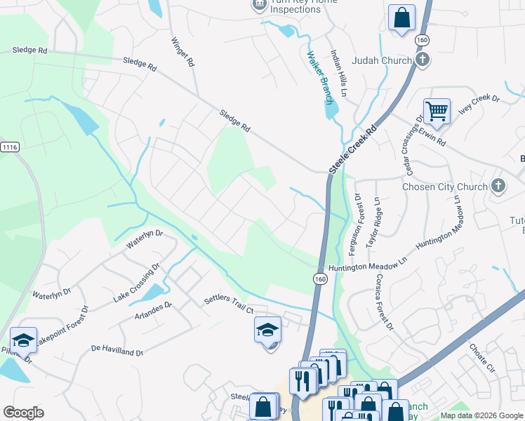 map of restaurants, bars, coffee shops, grocery stores, and more near 13308 Steele Creek Road in Charlotte