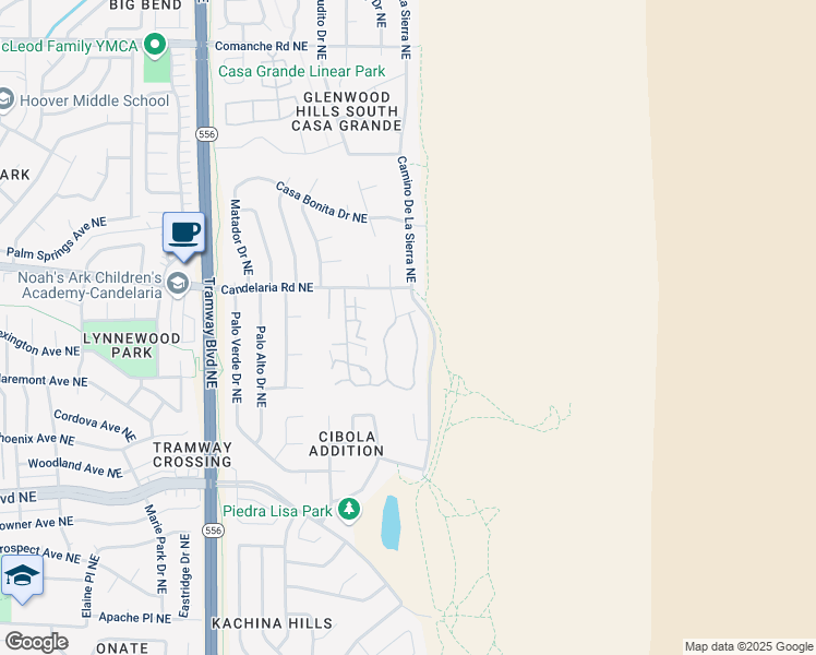 map of restaurants, bars, coffee shops, grocery stores, and more near 13319 Vista Del Rey Court Northeast in Albuquerque
