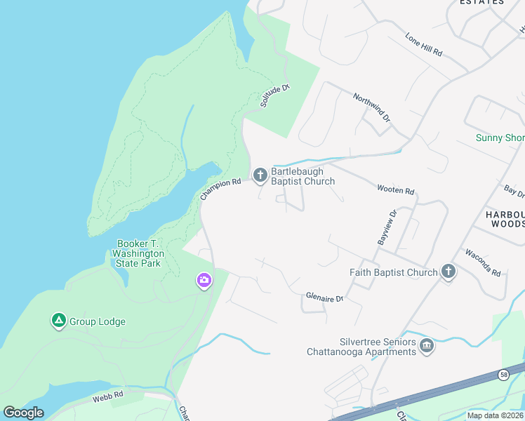 map of restaurants, bars, coffee shops, grocery stores, and more near 6128 Champion Road in Chattanooga
