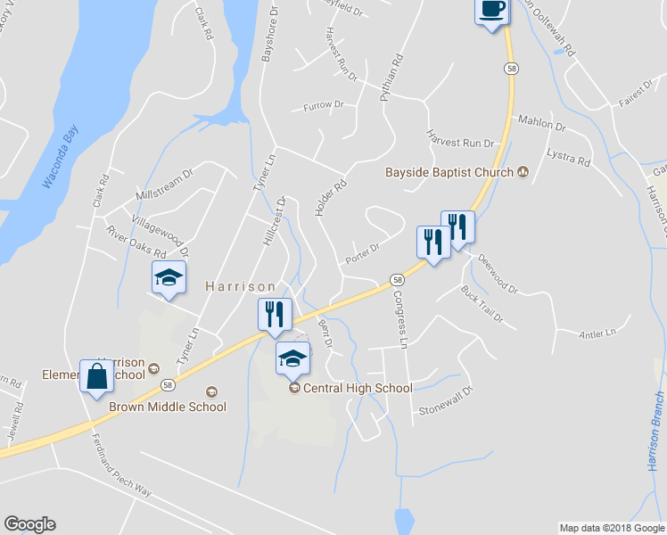 map of restaurants, bars, coffee shops, grocery stores, and more near 6740 Holder Road in Harrison