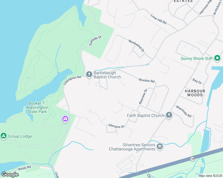map of restaurants, bars, coffee shops, grocery stores, and more near 9057 Upchurch Lane in Chattanooga