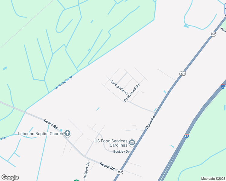 map of restaurants, bars, coffee shops, grocery stores, and more near 3210-3232 Springdale Road in Eastover