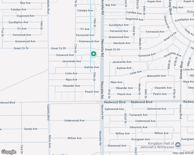 map of restaurants, bars, coffee shops, grocery stores, and more near Neuralia Road in California City