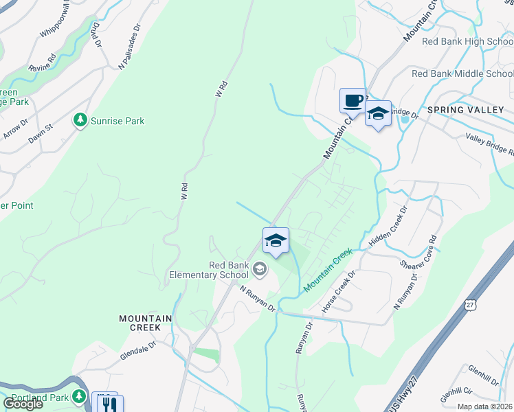 map of restaurants, bars, coffee shops, grocery stores, and more near 1131 Mountain Creek Road in Chattanooga