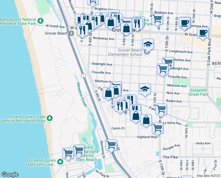 map of restaurants, bars, coffee shops, grocery stores, and more near 780 South 7th Street in Grover Beach