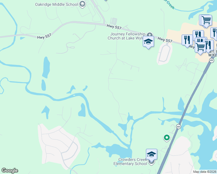 map of restaurants, bars, coffee shops, grocery stores, and more near 312 Glenn Brandon Road in Clover