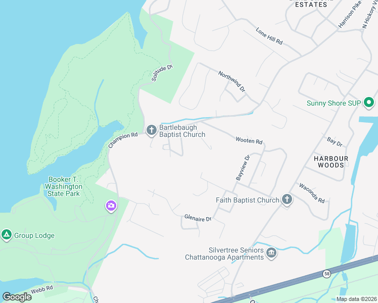 map of restaurants, bars, coffee shops, grocery stores, and more near 112 Jamestown Road in Chattanooga