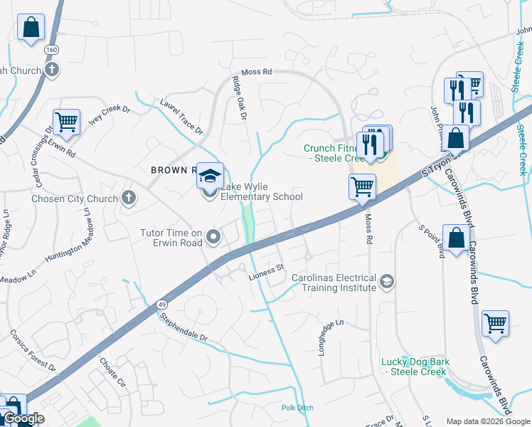 map of restaurants, bars, coffee shops, grocery stores, and more near in Charlotte