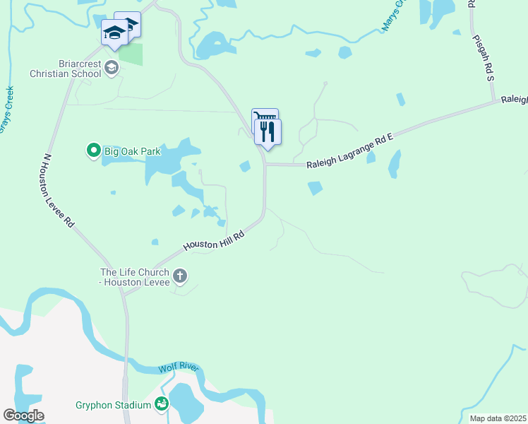 map of restaurants, bars, coffee shops, grocery stores, and more near 400 Houston Hill Road in Shelby County