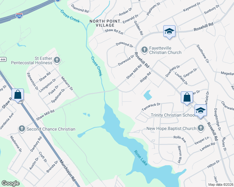 map of restaurants, bars, coffee shops, grocery stores, and more near 863 Ridge Road in Fayetteville