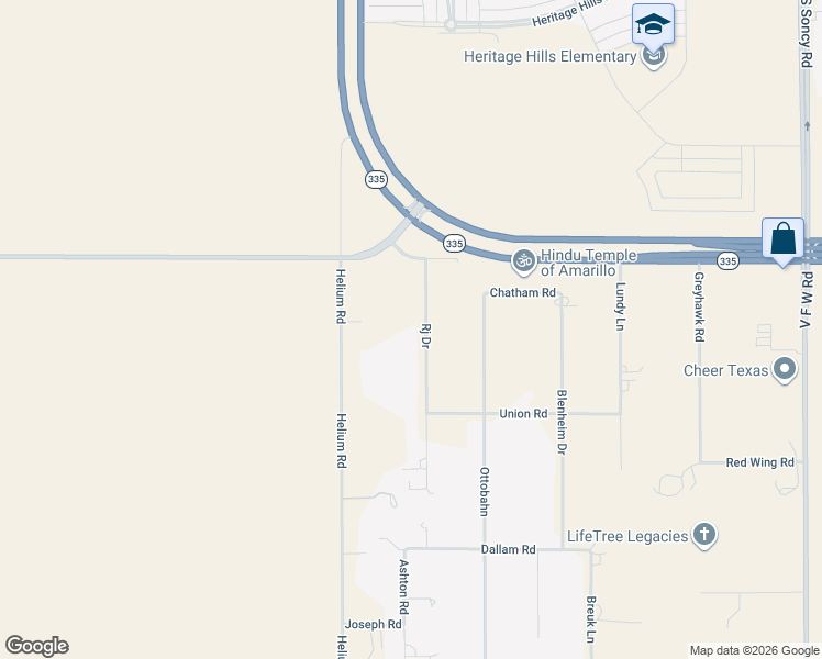 map of restaurants, bars, coffee shops, grocery stores, and more near 9000 Rj Drive in Amarillo