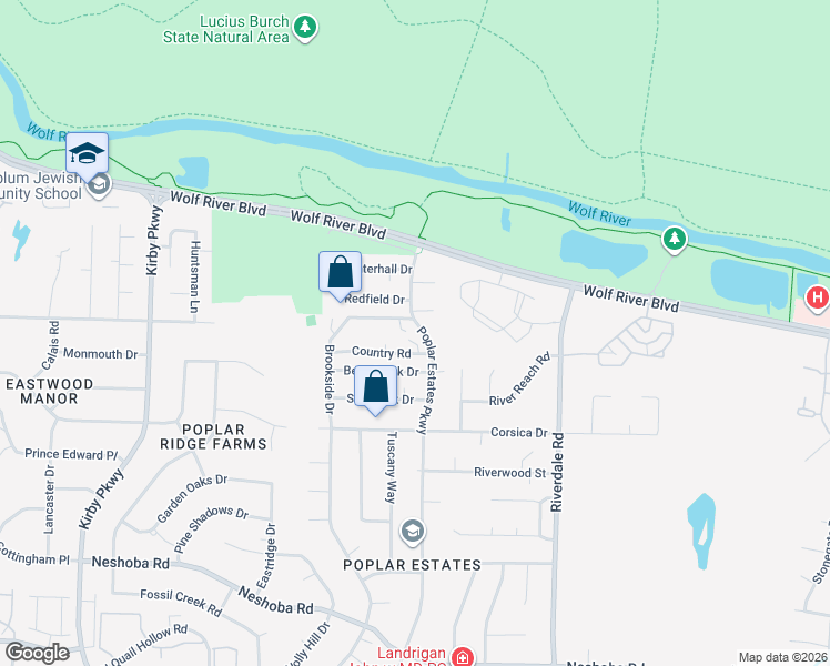 map of restaurants, bars, coffee shops, grocery stores, and more near 1254 Poplar Estates Parkway in Germantown