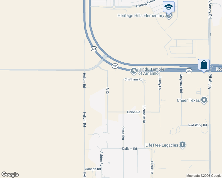 map of restaurants, bars, coffee shops, grocery stores, and more near 9001 Rj Drive in Amarillo