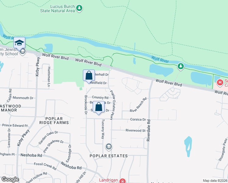 map of restaurants, bars, coffee shops, grocery stores, and more near 1254 Poplar Estates Parkway in Germantown