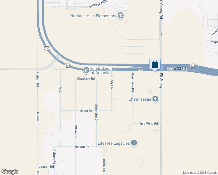 map of restaurants, bars, coffee shops, grocery stores, and more near 9000 Lundy Lane in Amarillo