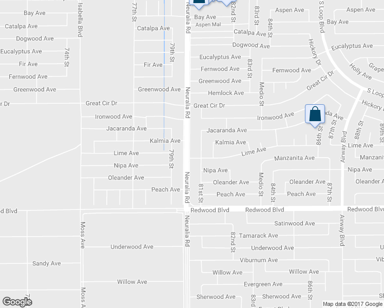 map of restaurants, bars, coffee shops, grocery stores, and more near 8001 Lime Avenue in California City