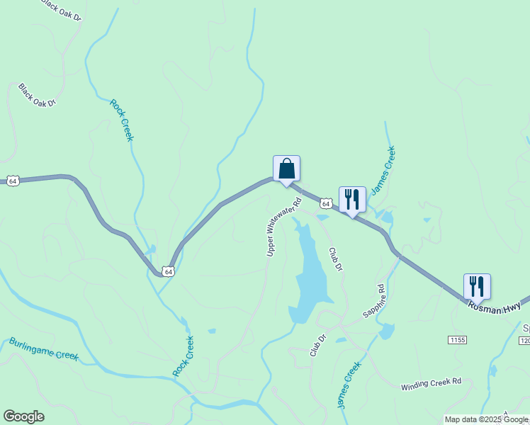 map of restaurants, bars, coffee shops, grocery stores, and more near 35 Big Pine Road in Sapphire