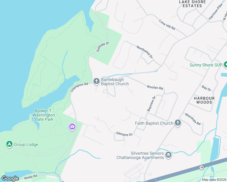 map of restaurants, bars, coffee shops, grocery stores, and more near 112 Jamestown Road in Chattanooga