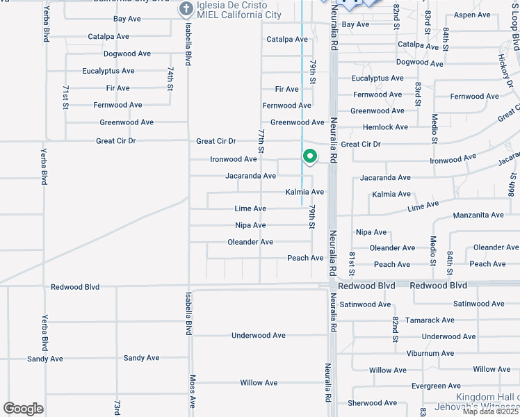 map of restaurants, bars, coffee shops, grocery stores, and more near Lime Avenue in California City