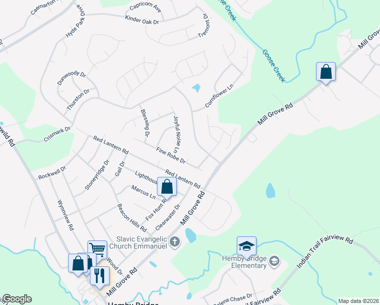 map of restaurants, bars, coffee shops, grocery stores, and more near 1007 Bowen Ct in Indian Trail
