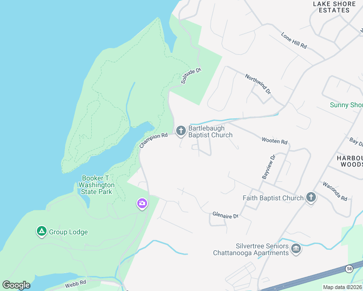 map of restaurants, bars, coffee shops, grocery stores, and more near 6128 Champion Road in Chattanooga