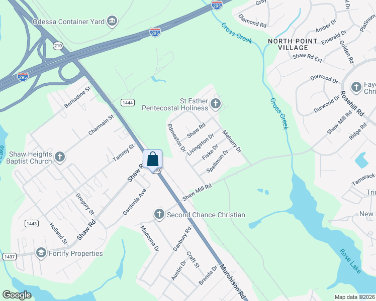 map of restaurants, bars, coffee shops, grocery stores, and more near 5531 Livingston Drive in Fayetteville