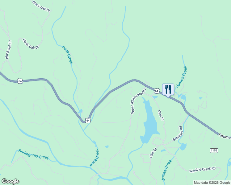 map of restaurants, bars, coffee shops, grocery stores, and more near U.S. 64 in Transylvania