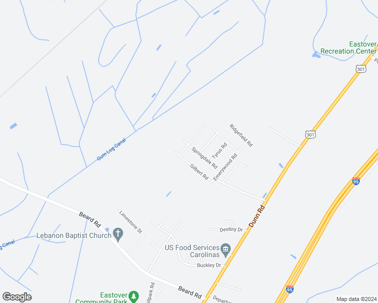 map of restaurants, bars, coffee shops, grocery stores, and more near 3210 Springdale Road in Eastover