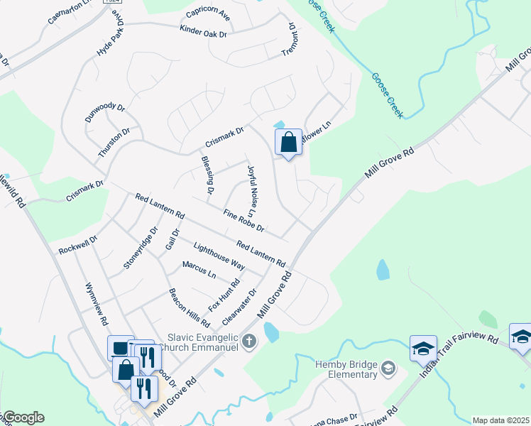 map of restaurants, bars, coffee shops, grocery stores, and more near 1005 Bowen Court in Indian Trail