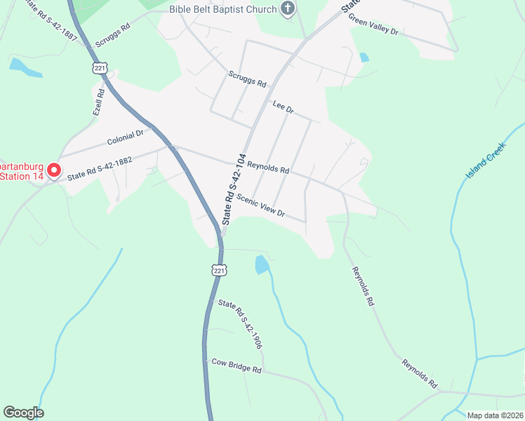 map of restaurants, bars, coffee shops, grocery stores, and more near 308 Scenic View Drive in Chesnee