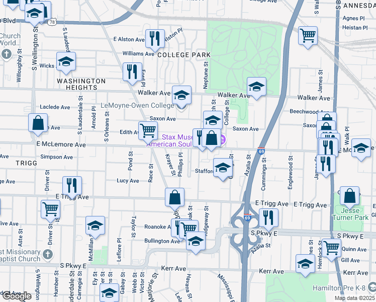 map of restaurants, bars, coffee shops, grocery stores, and more near 1155 Fountain Court in Memphis
