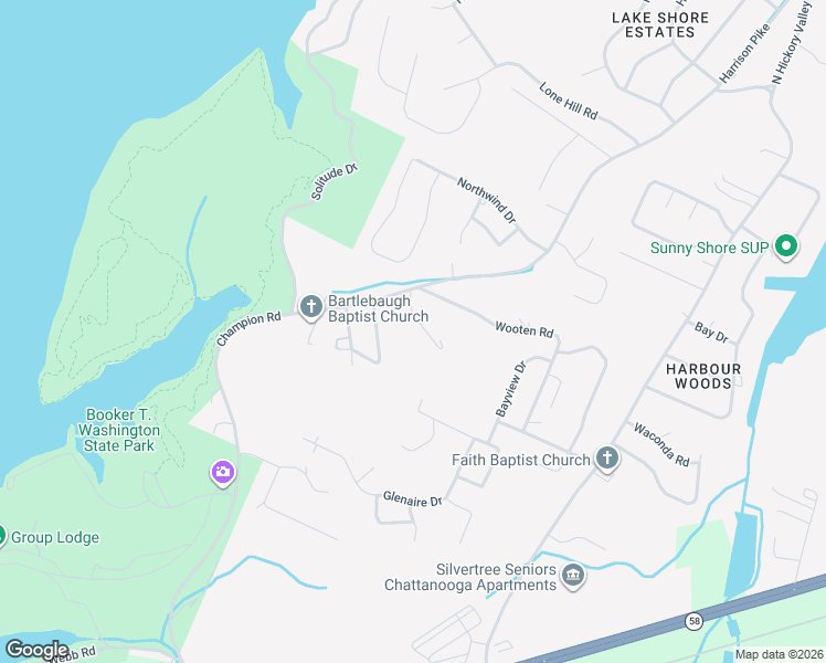 map of restaurants, bars, coffee shops, grocery stores, and more near 9057 Upchurch Lane in Chattanooga