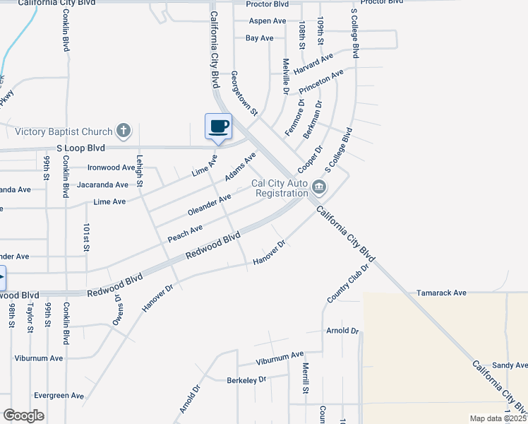 map of restaurants, bars, coffee shops, grocery stores, and more near 8401 California City Boulevard in California City