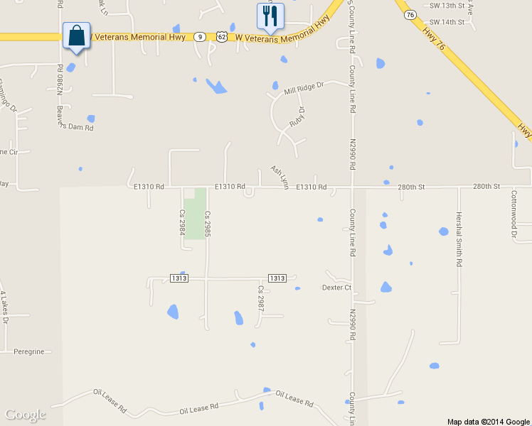 map of restaurants, bars, coffee shops, grocery stores, and more near 1787 SW 22nd St in Blanchard