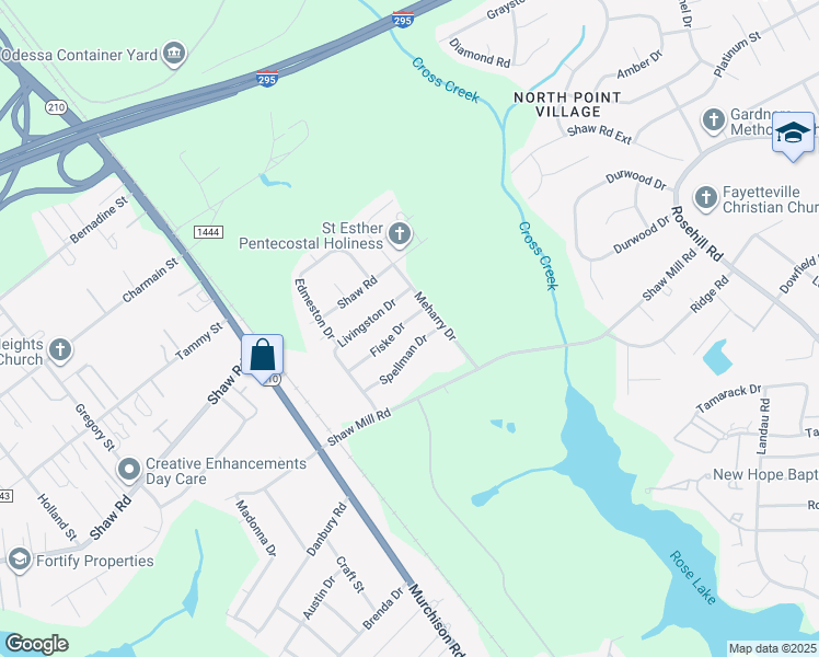 map of restaurants, bars, coffee shops, grocery stores, and more near 912 Spellman Dr in Fayetteville