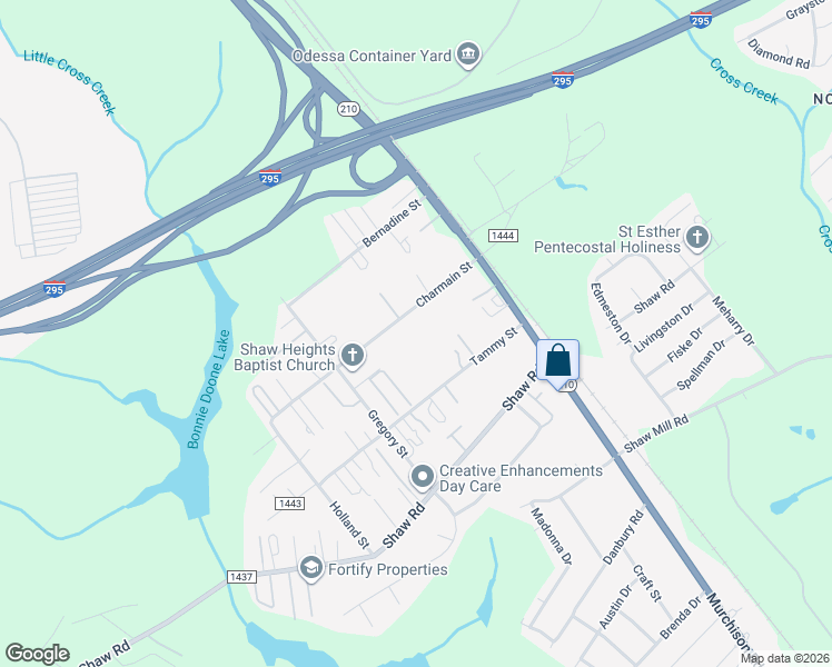 map of restaurants, bars, coffee shops, grocery stores, and more near 1103 Charmain Street in Fayetteville