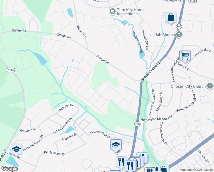 map of restaurants, bars, coffee shops, grocery stores, and more near 13308 Steele Creek Road in Charlotte