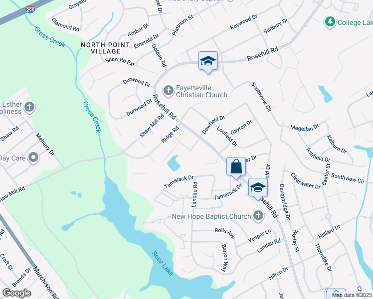 map of restaurants, bars, coffee shops, grocery stores, and more near 4201 South Dowfield Drive in Fayetteville