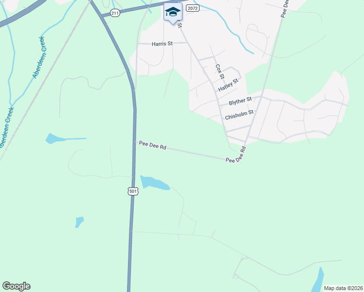 map of restaurants, bars, coffee shops, grocery stores, and more near 1220 Pee Dee Road in Aberdeen