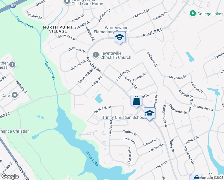 map of restaurants, bars, coffee shops, grocery stores, and more near 4116 South Dowfield Drive in Fayetteville