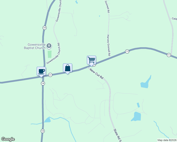 map of restaurants, bars, coffee shops, grocery stores, and more near 11565 New Cut Road in Campobello