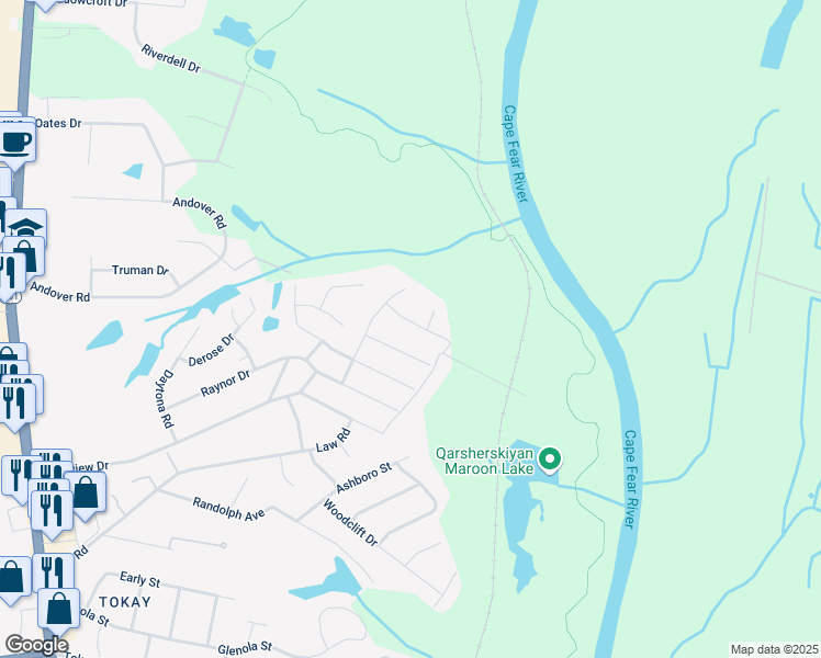 map of restaurants, bars, coffee shops, grocery stores, and more near 516 Ashdown Place in Fayetteville