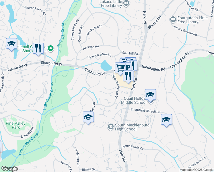 map of restaurants, bars, coffee shops, grocery stores, and more near in Charlotte