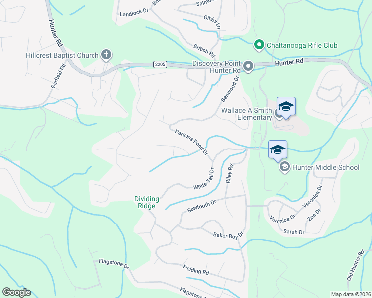 map of restaurants, bars, coffee shops, grocery stores, and more near 6802 Caleb Place in Ooltewah