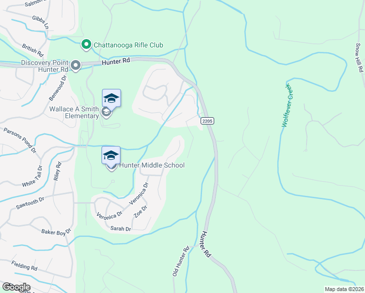 map of restaurants, bars, coffee shops, grocery stores, and more near 6886 Bucksland Drive in Ooltewah