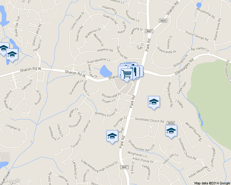 map of restaurants, bars, coffee shops, grocery stores, and more near in Charlotte