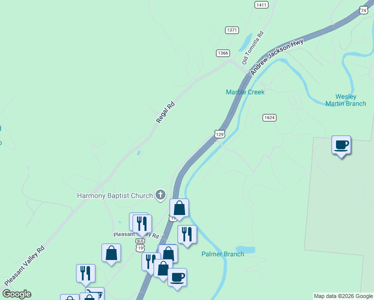 map of restaurants, bars, coffee shops, grocery stores, and more near 759-785 Andrews Road in Murphy